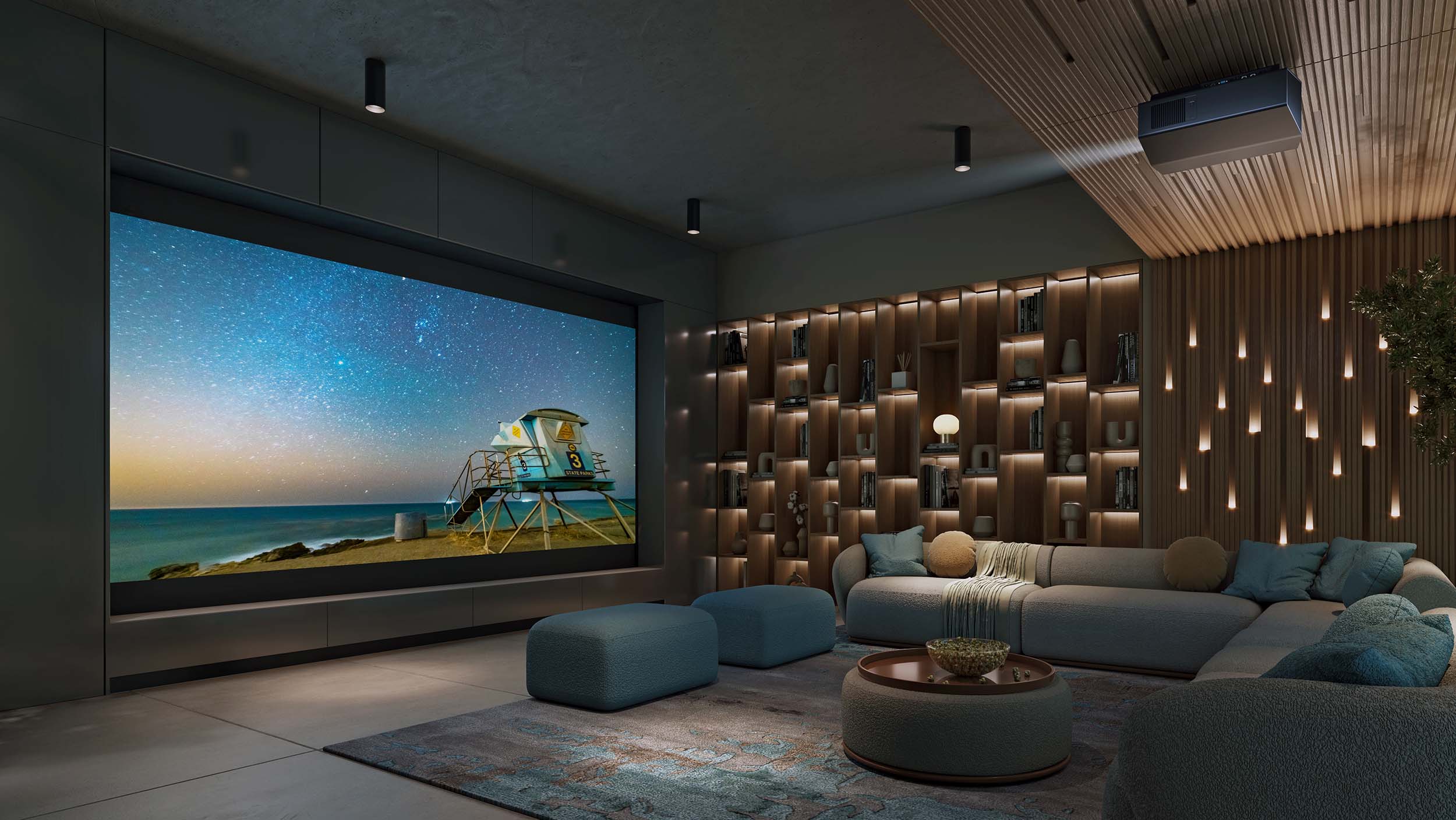 home theater with LED lighting and Sony technology