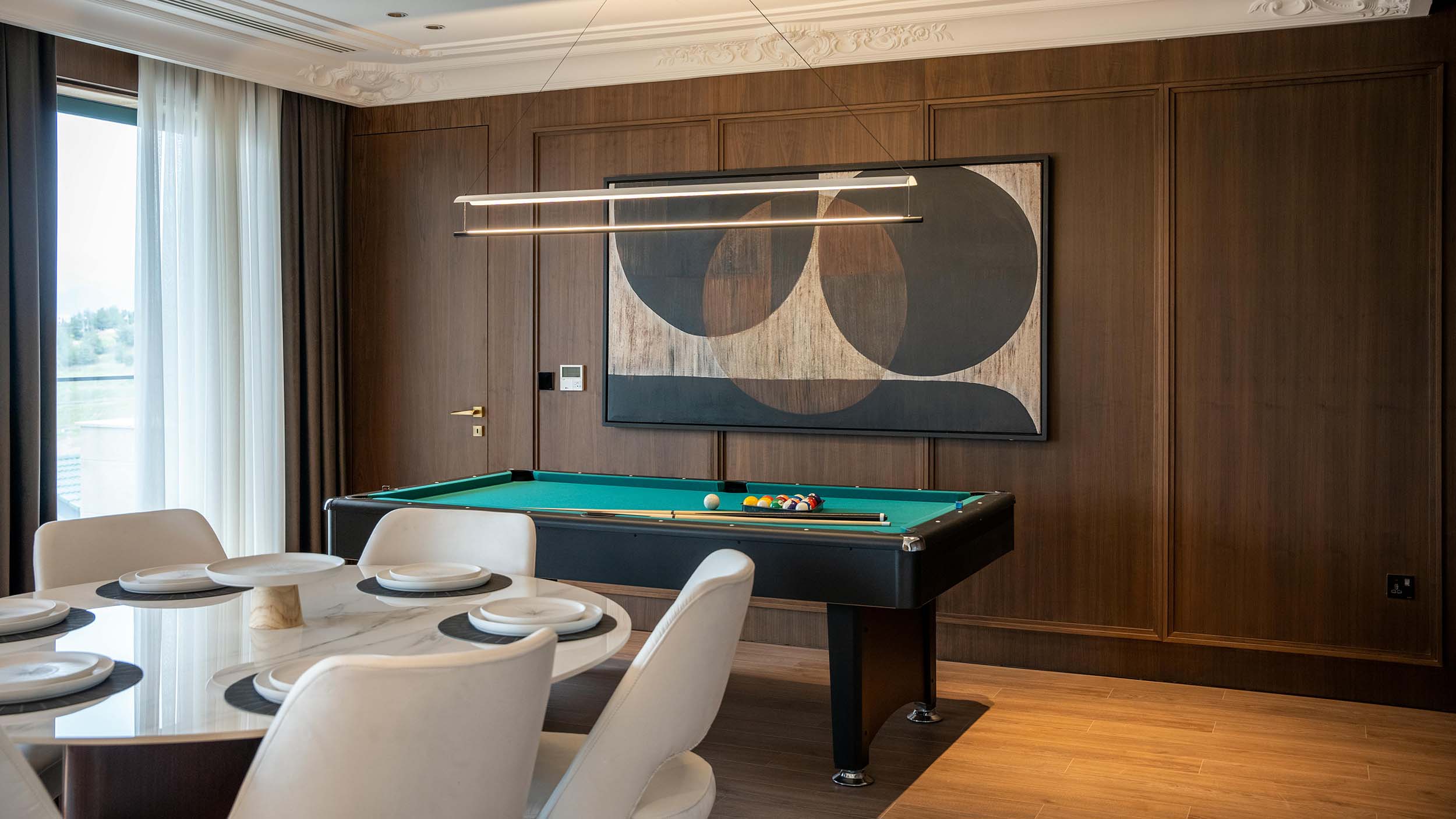 modern bar and game room
